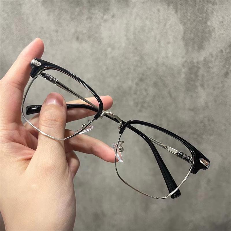 Men's Stylish Business Half-Frame TR Eyebrow Glasses with Anti-Blue Light Filter