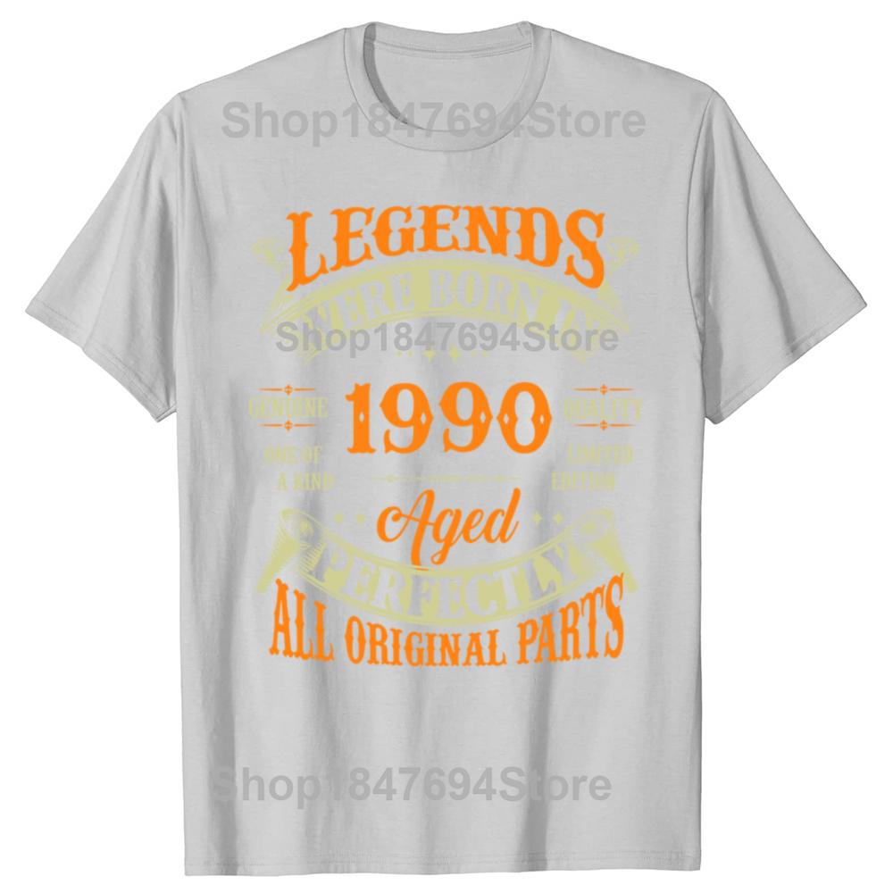 34th Birthday Tee Vintage Legends Born In 1990 34 Years Old T Shirts Graphic Cotton Streetwear Short Sleeve Gifts Summer T-shirt