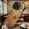 Autumn Pattern Pumpkins Leaves Hard Phone Case for Iphone 16 15 14 13 12 11Pro Max Mini Shockproof Anti-Scratch Protective Cover