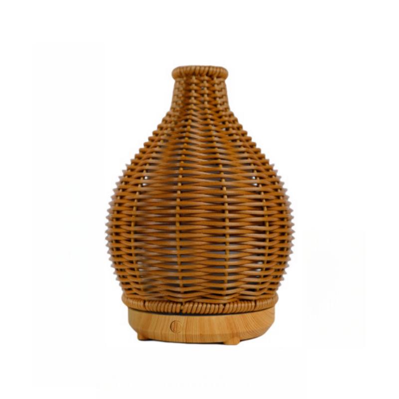 Wood Grain Rattan USB Ultrasonic Aroma Diffuser & Humidifier: Silent, Large Mist Volume