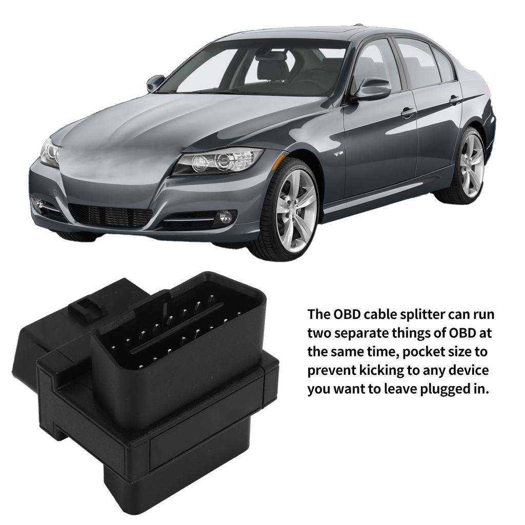 OBD2 Adapter 16 Pin Male to 2 Female Plug and Play Splitter Connector for Diagnostic Extender OBDII Cable Converter