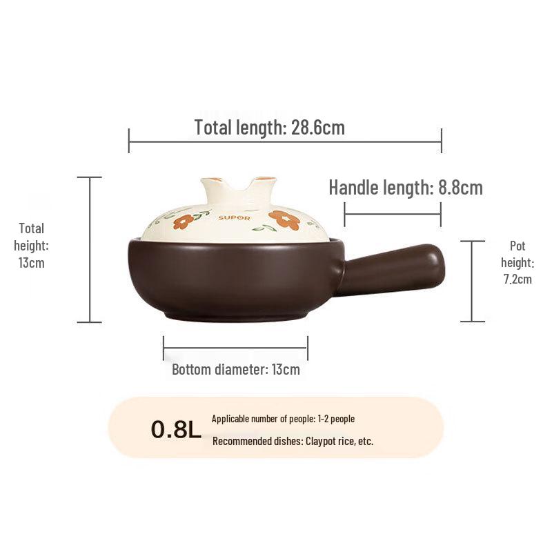 Supor Ceramic Stew Pot: High-Temperature Resistant Clay Pot for Gas Stove, Perfect for Rice and Soup.