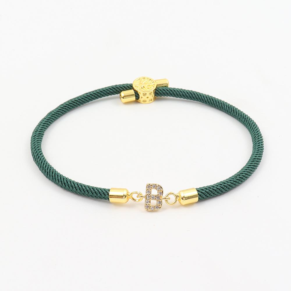 Initial 26 Letters Micropaved Zirconia A-Z Bracelets For Women Handmade Baided Rope Adjustable Bracelet Friendship Jewelry Gifts