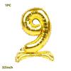 32 Inch Gold 3D Number Standing Aluminum Foil with Base for Birthday Party Decorations