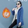 Herbst Winter Fleece-gefütterte, verdickte, mittellange Freizeitjacke für Damen, Mutterkleidung, Jacke in Übergröße