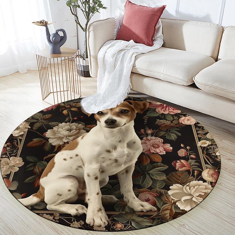 

Dog pattern round rug,Carpet Rug for Living Room Bedroom Sofa Playroom Decor,Non-slip Floor Mat,Holiday Gifts and Birthday Gifts. 80cmx80cm