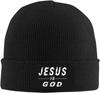 Black Knitted Beanie with Faith Over Fear  Cross Patch Religious Inspirational Winter Warm Skull Cap for Unisex Women