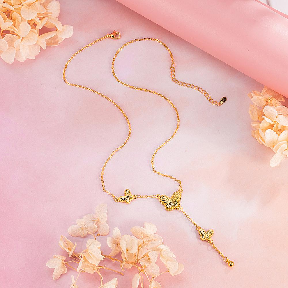 Lanț de Claviculă cu Laser Fluture cu Franjuri, Colier cu Temperament de Lux Ușor High-End, Cadou de Ziua de Naștere Pentru Prietenă și Prietenă