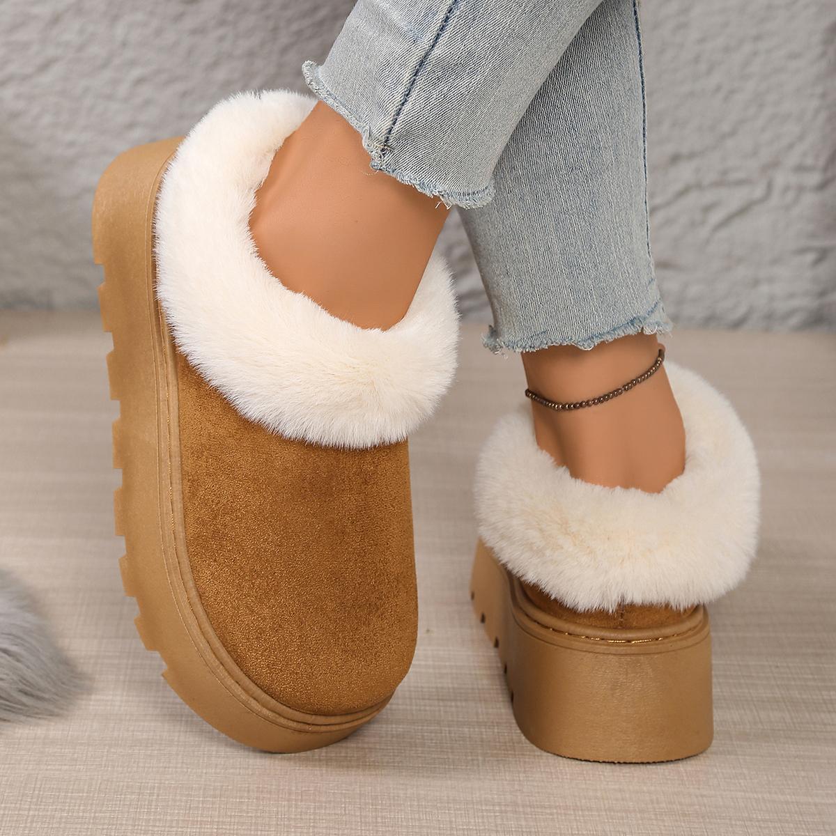 

Зимние теплые плюшевые ботинки для женщин больших размеров 36-43, нескользящие хлопковые ботинки с подкладкой, женские ботильоны на платформе из искусственного меха 43