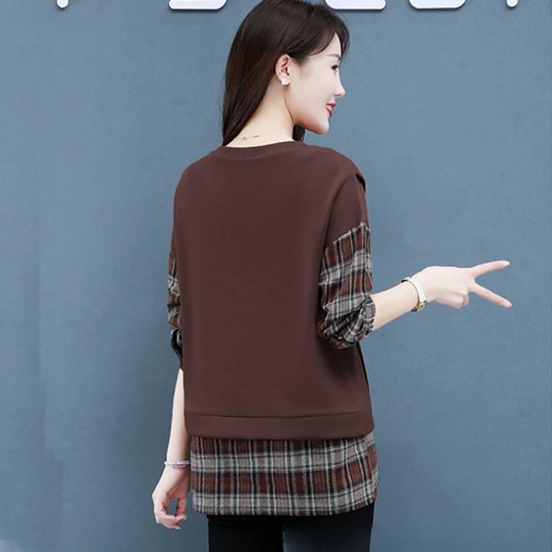 Stitching Long-sleeved T-shirt Women's Spring and Autumn Long-sleeved Top
