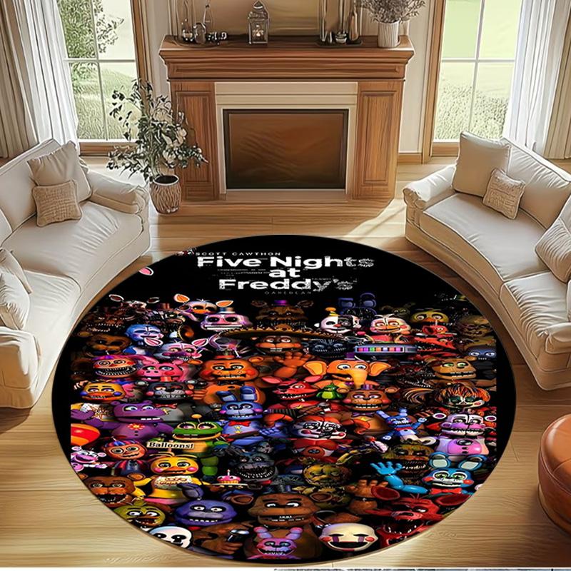 Five Nights at Freddy's Print Round Rug, Washable Floor Carpet, For Entryway Dorm Laundry Room Office Study, Home Decor Birthday Christmas Gift