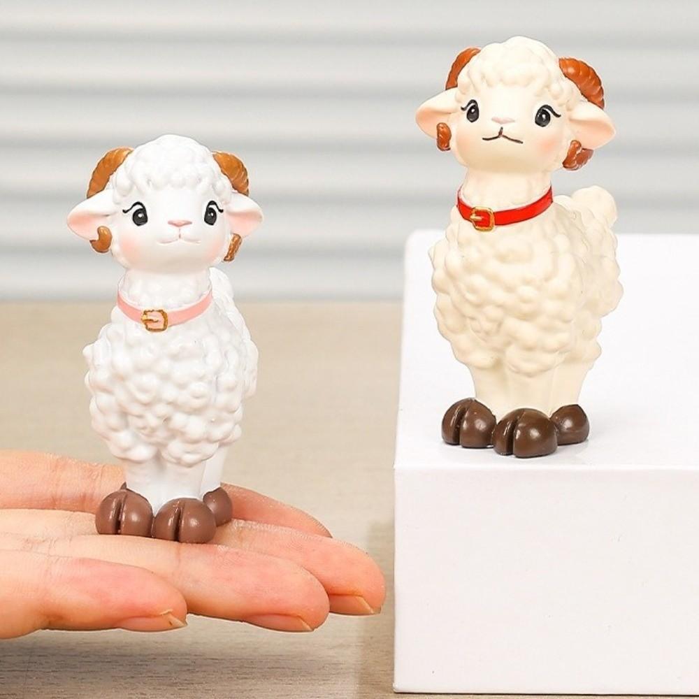 Cute Resin Sheep Figurine Cartoon Animal Figurines Lightweight Sheep Ornament  Year of The Sheep