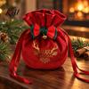 Durable Fabric Bags for Small Gifts Drawstring Christmas Candy Bags, Reusable Gift Wrap Holiday Celebration Holders Cute Eve Fruit Party Favor