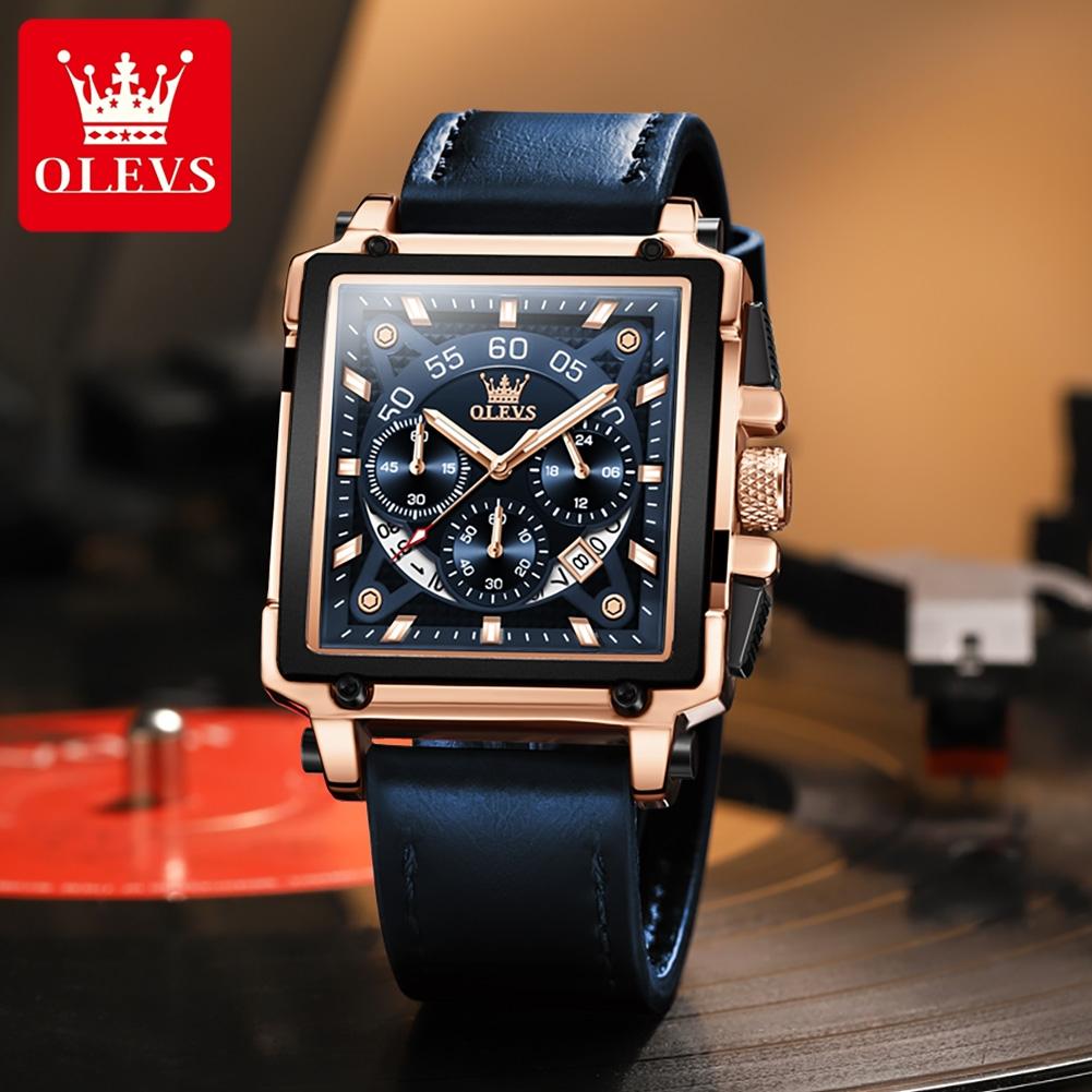 OLEVS Brand Men's Watch Quartz Watch Multi Functional Waterproof Sports Square Watch 9919