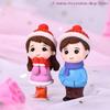 1pair Winter Dress Lovers Boy Girl Studendt People Doll Toy Model Statue Figurine Ornament Miniatures Home Decor