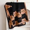 Double Sided Warm Blanket Scarf Large Size Winter Shawl Cat Print Cashmere Scarf  Daily Wear