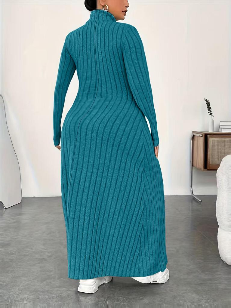 Plus Size High Neck Dress - Autumn/Winter European & American Style for Women
