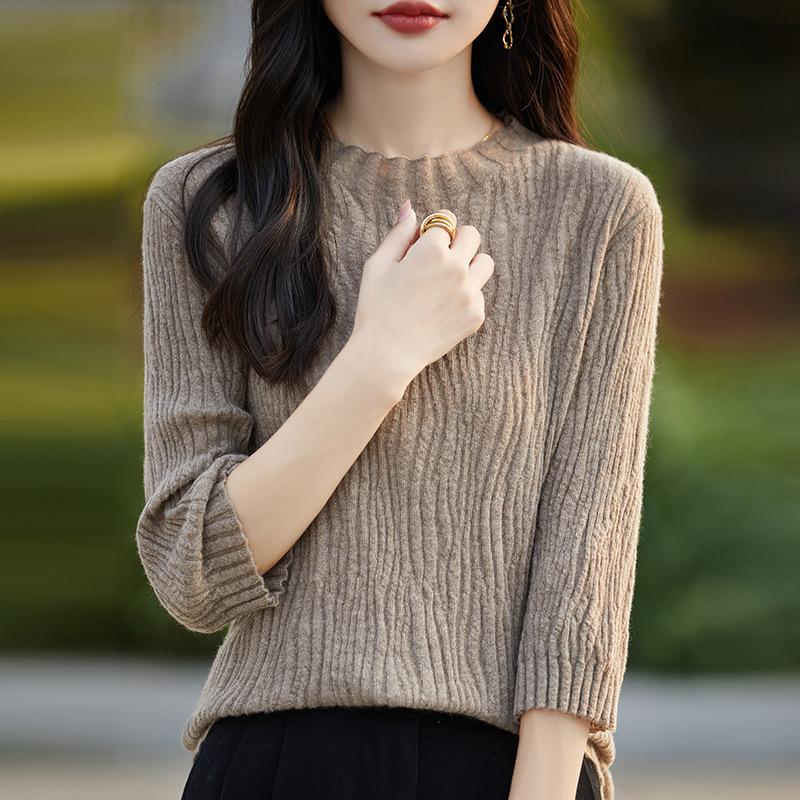 Autumn Bottom Knitwear Women's Thin Pleated Inner Knit Top