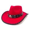2023 New Wrapped Western Cowboy Hat Men's and Women's Jazz Cowboy Hat with Leather Wide Brim Church Panama Fedora Hat