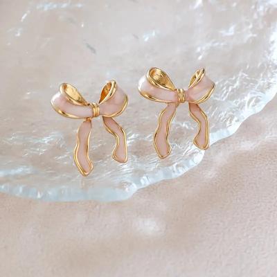 Retro Rosa Bowknot Ohrstecker für Frauen Piercing Ohrringe Schmuck Zubehör