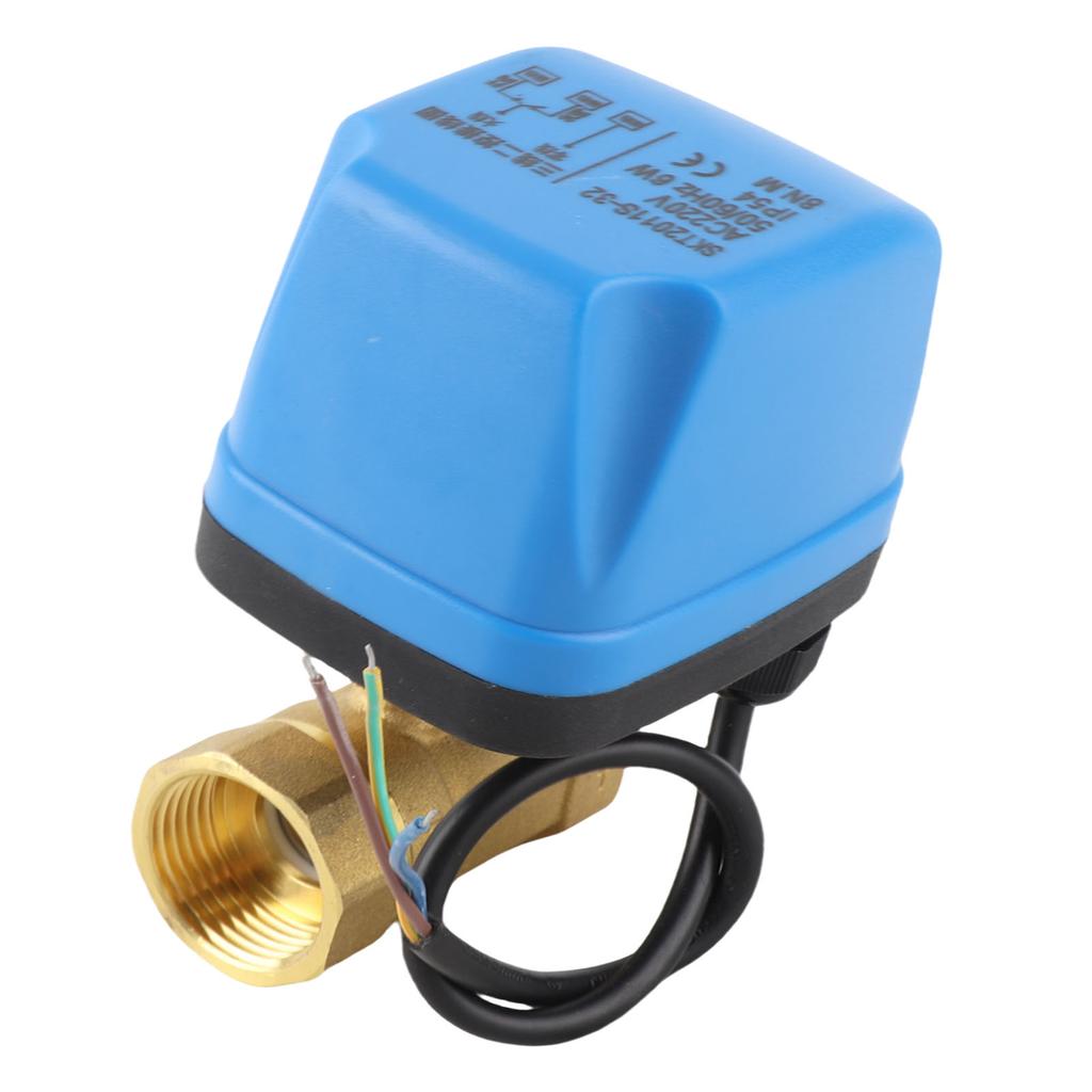 Electric Ball Valve 2‑Way 3‑Wire 2‑Control IP54 Protection Synchronous Motor Blue AC220V