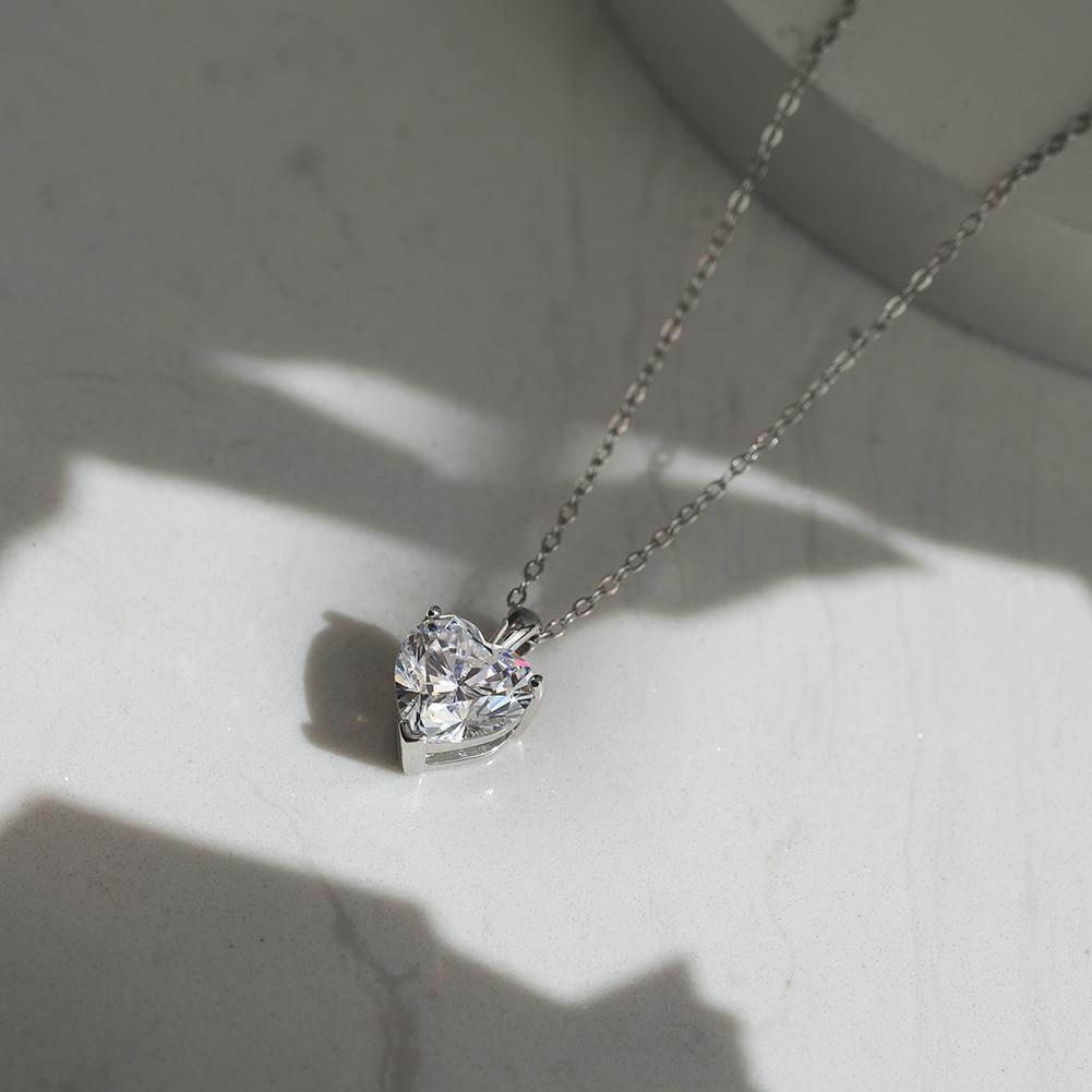 Rinntin Moissanite Diamond Heart Pendant 1-4CT 925 Sterling Silver Chain Necklace Party Choker Fine Jewelry Accessories SMON08