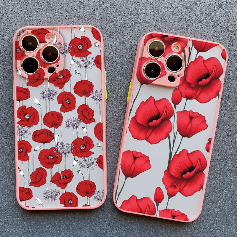 Mohnblüten Blüte Heißes Rotes Case Für iPhone 17 16 12 13 Pro Max Mini 11 14 15 Pro Max XS X XR 7 8 Plus Stoßfeste Rückseitenabdeckungen