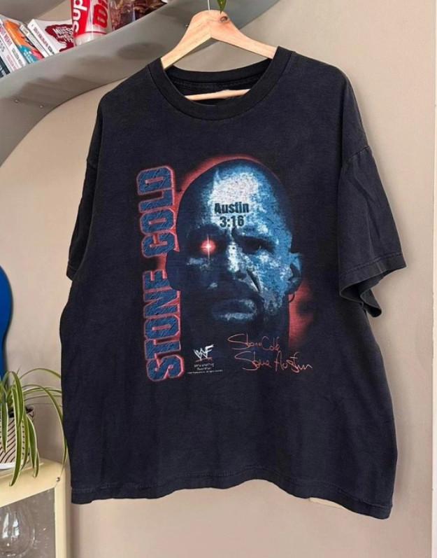 WWF Vintage 1998 Stone Cold Steve Austin Mens Wrestling Graphic T-Shirt Reprint S