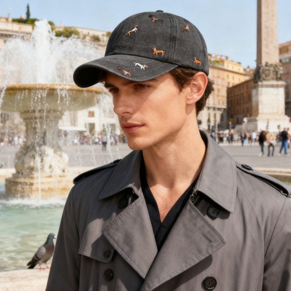 Casual Embroidery Puppy Baseball Cap Uv Protection Versatile Sun Hat Breathable Peaked Cap For Men Women