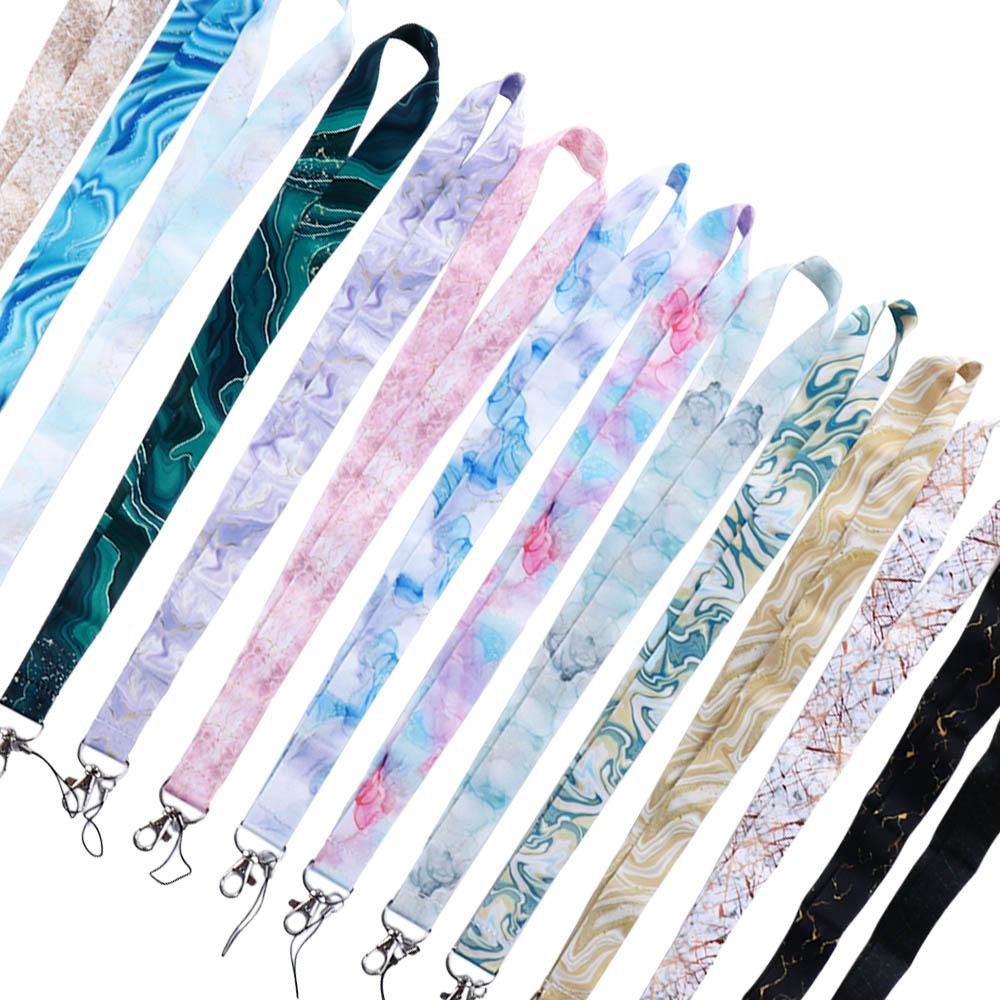 Ribbon Name Tag Holder Hang Rope Marble Printing Lanyard Phone Lanyard Phone Hang Rope Neck Straps