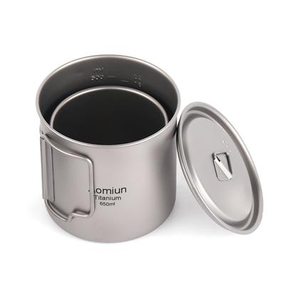 Aomiun Ultralight Titanium Cup Outdoor Portable 2PCS Cup Set 300ml 650ml Camping Picnic Water Cup