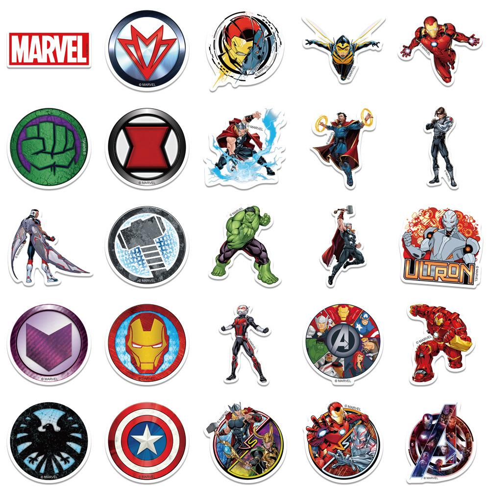 50pcs Disney Marvel Movie Avengers Heroes Assemble Stickers Waterproof Phone Laptop Luggage Guitar Notebook Decal Sticker