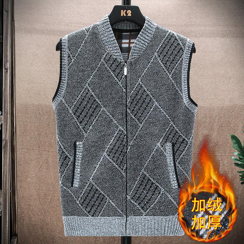 Men S Fleece Sleeveless Cardigan Vest Knit Sweater Top