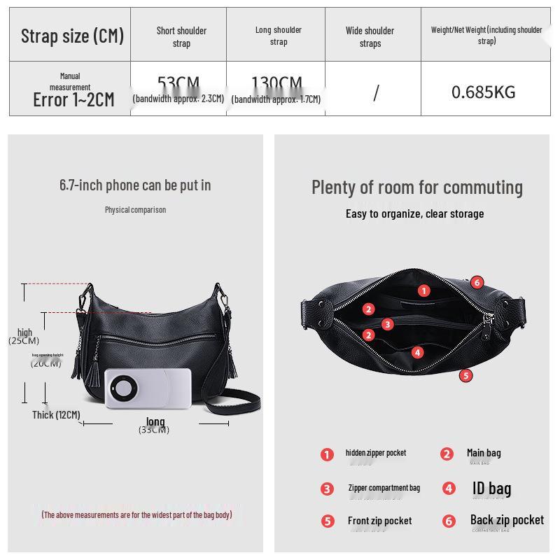 High-End Women's Genuine Leather Crossbody Bag 2025 – Large Capacity, Versatile Shoulder Bag