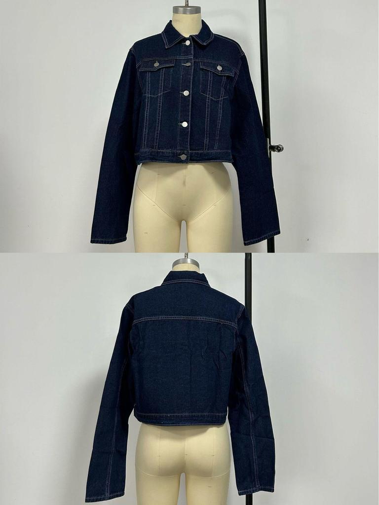 European Lapel Casual Women's Denim Jacket