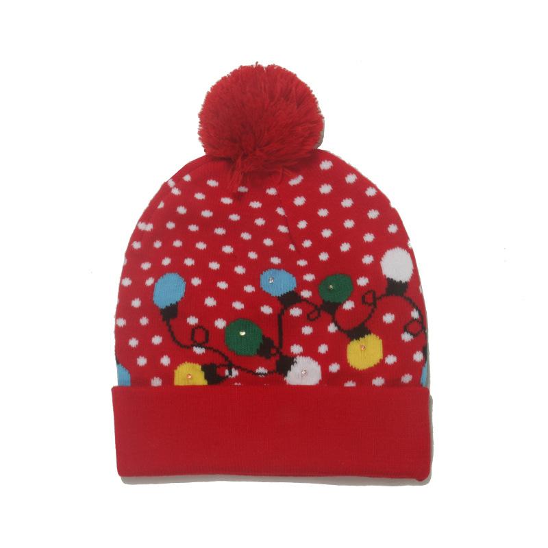 2025 autumn and winter new knitted hat Christmas holiday party LED light Christmas hat