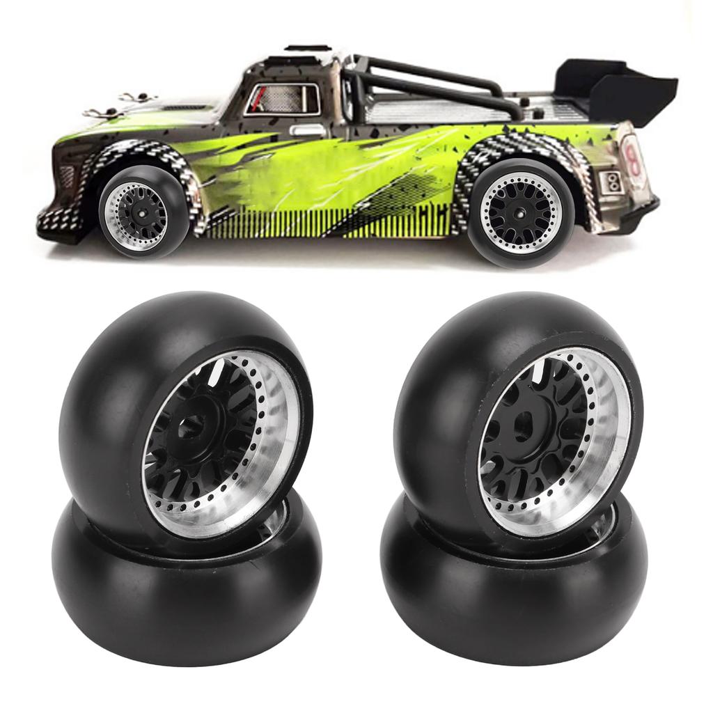 4pcs RC Drift Tire Aluminum Alloy Stable Flexible Drift Car Tyre for   1Celsius28 RC Car