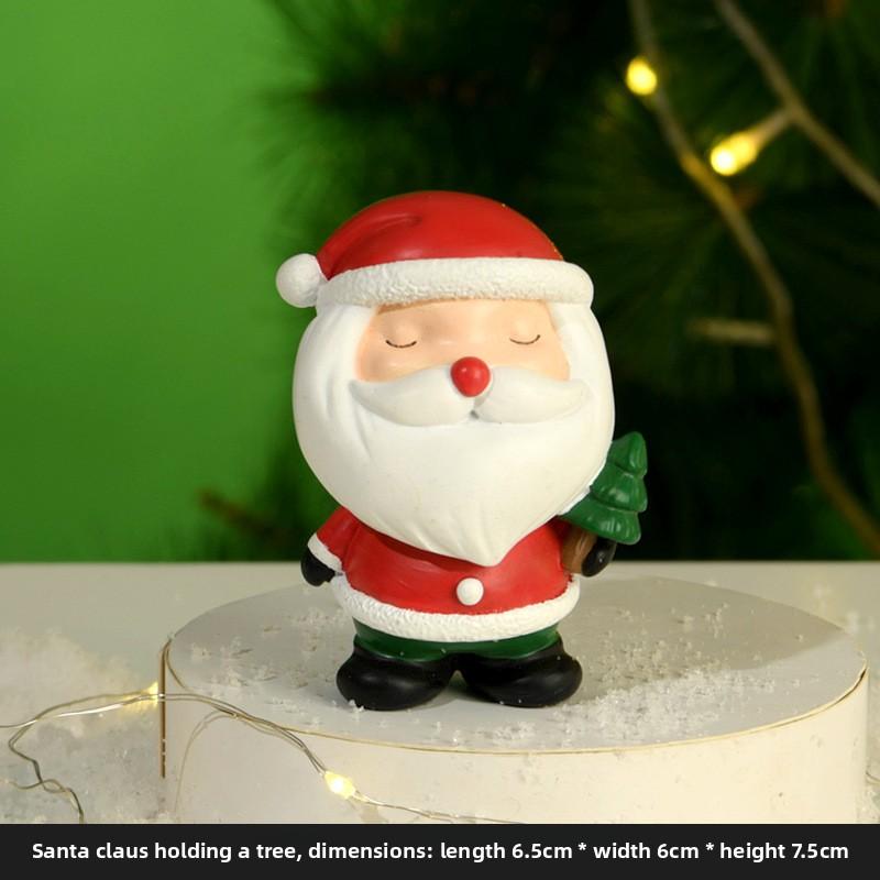Christmas Small Animal Cute Handmade Ornaments, Santa Claus Snowman, Fox Desktop Resin Ornaments, Handicrafts
