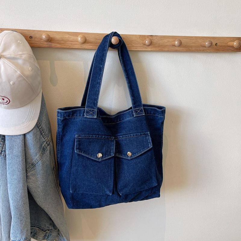 Bags Women's New Fashion Denim Large Capacity Shoulder Bag Versatile Commuter Tote Bag Student Class Bag