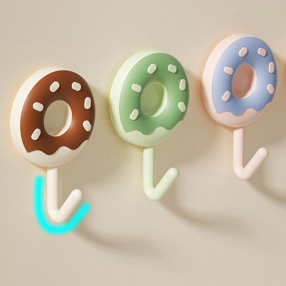 6Pcs Self-adhesive Donut Shape Hooks Wall Mounted Clothes Hanger Creative Key Holder  for Home