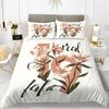 Flower Duvet Cover Set Words White Background with Colourful Flowers Pattern Bike King Size for Boys Girls Polyester Bedding Set