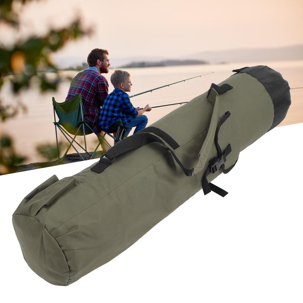 MultiPurpose Fishing Bag Folding Fishing Rod Pole Reel Lures Storage Case(Military Green )