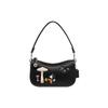 X Disney Collaboration Swinger 20 Mickey Mushroom Print Zipper Closure Leather Shoulder Bag Women Handbags Black CH500-LHBLK