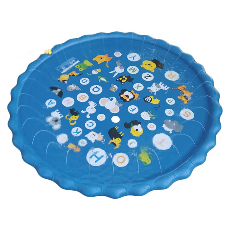 Non-Toxic Kids Inflatable Sprinkler Water Play Mat Outdoor Lawn Beach Spray Games Pad With Letters Design Summer Fun Cushion 100/170Cm