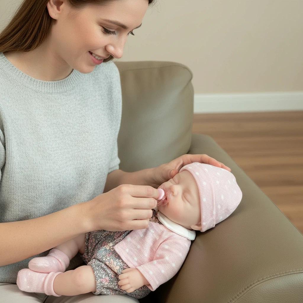 12" Solid White Polka Dot Cardigan Toy Doll - Silicone Christmas Gift for Children