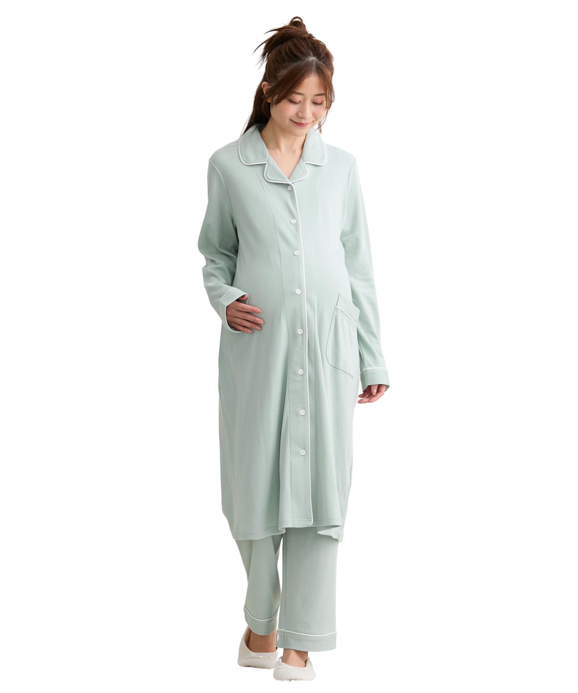 

[Nissen] Loungewear & Pajamas [Maternity & Nursing Wear] Front-Opening Maternity Pajamas, Mint, Maternity Size 3L мятный