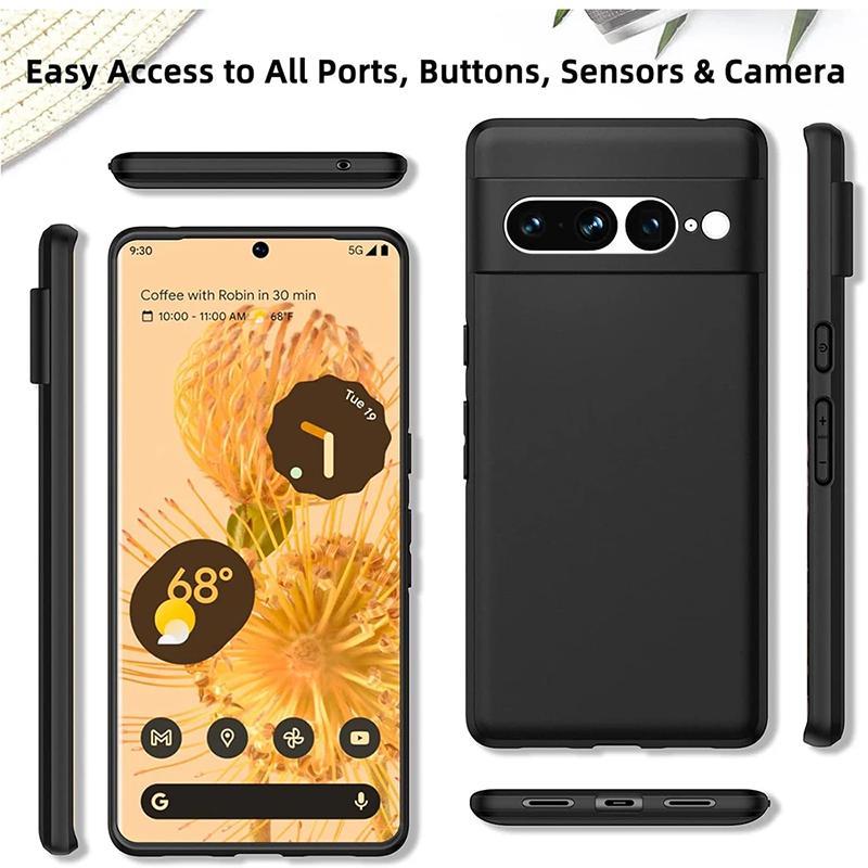 Ultracienkie Luksusowe Matowe Silikonowe Miękkie Etui Dla Google Pixel 9 XL 8 8A 7 6 6A Pro Solidne Czarne Matowe Gumowe Etui TPU Tylna Pokrywa