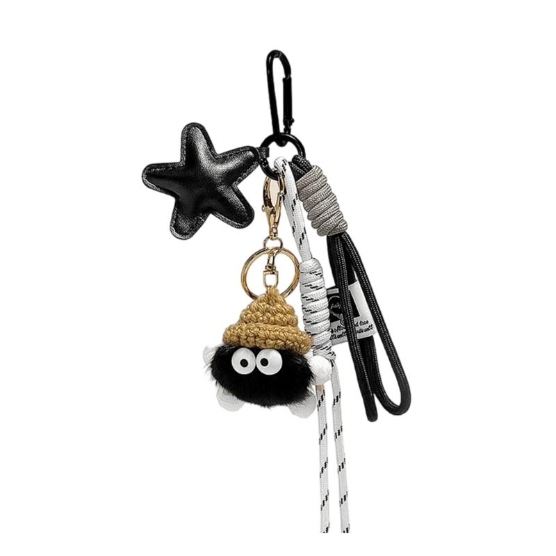 

Braided Rope Keychain Star Doll Bag Pendant Charm Fashion Backpack Accessories for Handbag,Purse Decorations Gifts чёрный