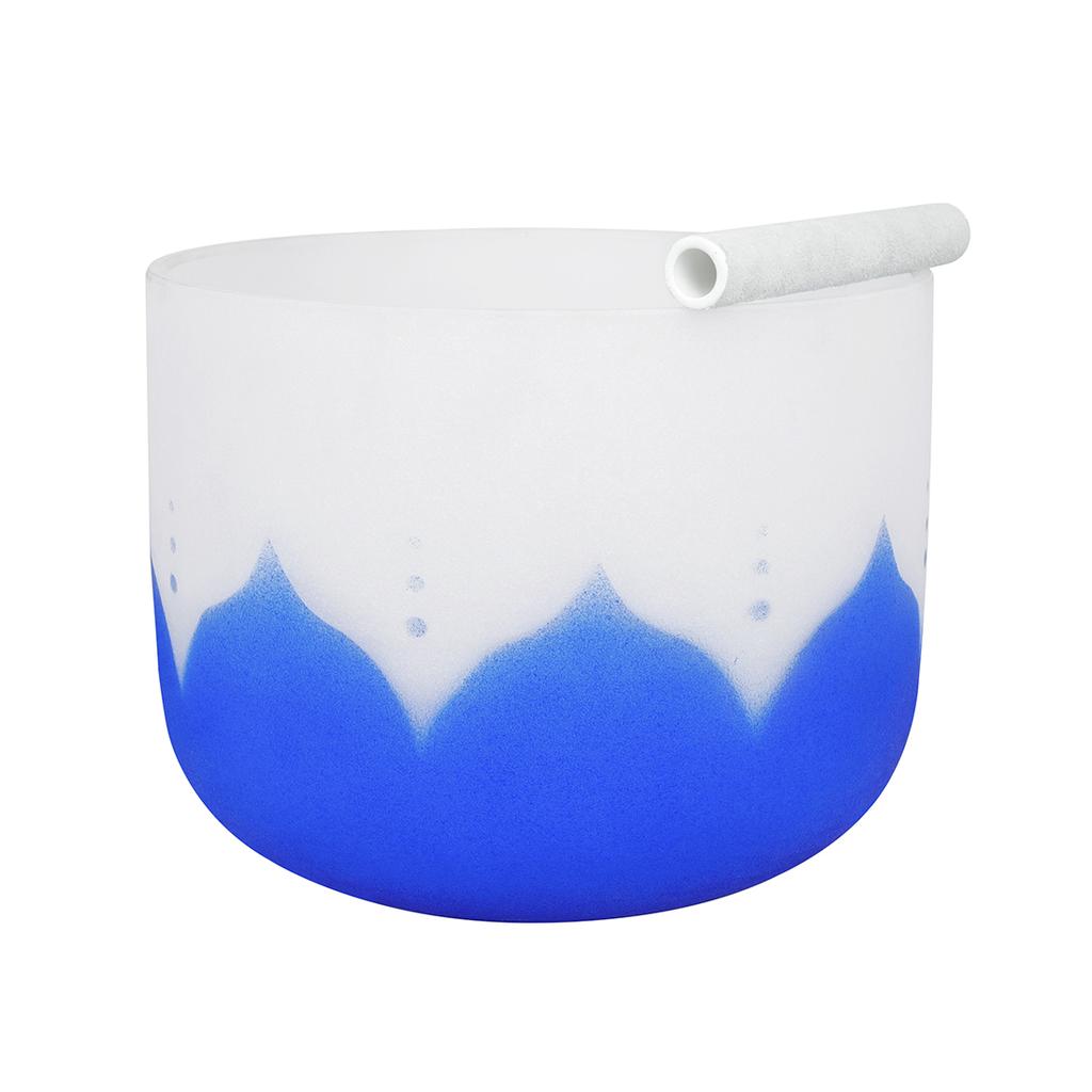 M MBAT 13 Inch Note D Crystal Singing Bowl Meditation Sheepskin Crystal Lotus Singing Bowl Frosted Therapy Crystal Sound Stick