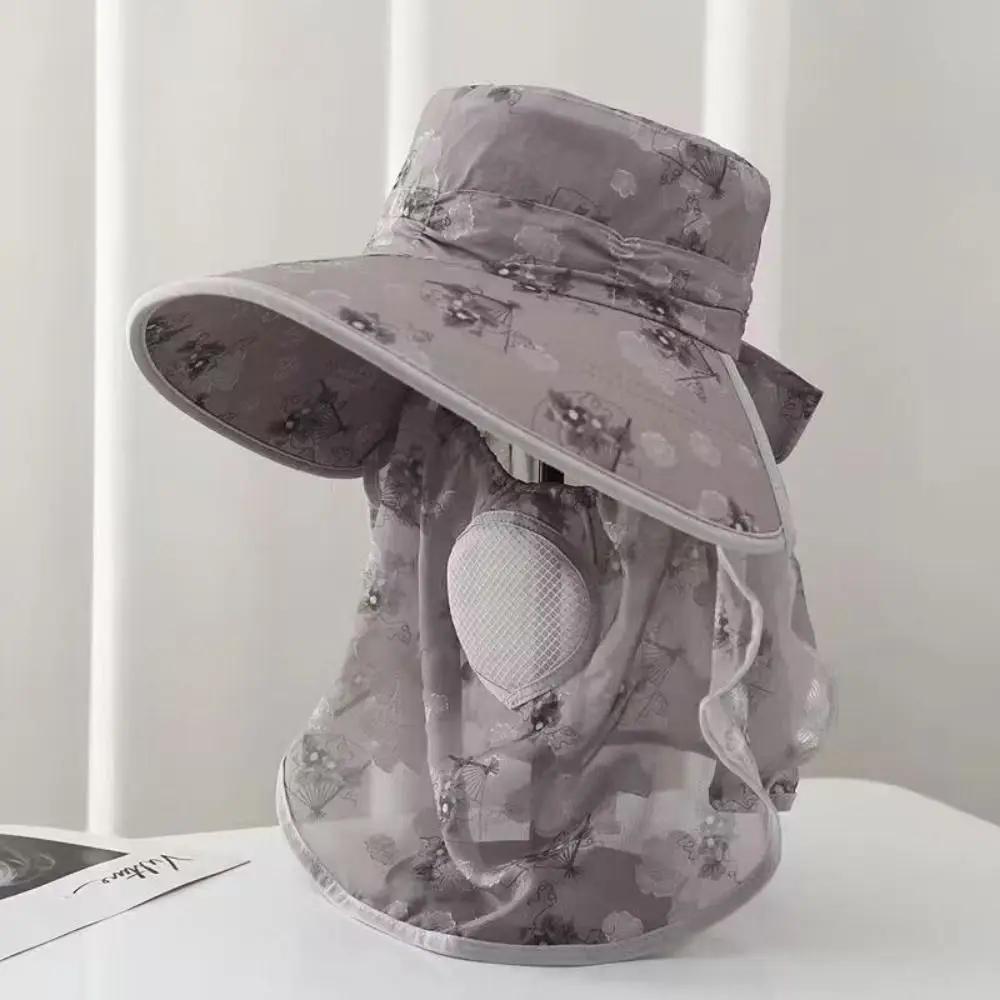 

Модная женская шляпа от солнца с маской для лица, широкополая, закрывающая лицо, кепка для работы на ферме, шляпа для верховой езды, шляпа для сбора чая, защита от солнца серый